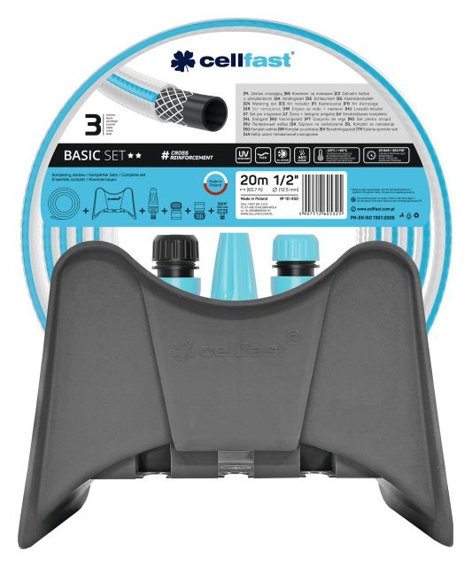 Zestaw zraszający BASIC 1/2'' 20mb + końcówka + wieszak 10-450 Cellfast 