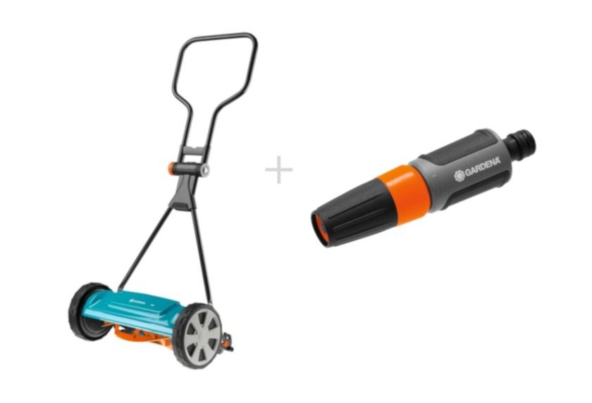 Zestaw Kosiarka ręczna bębnowa 400 4018-20 + Zraszacz prosty 18300-20 Gardena