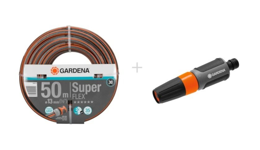Zestaw Wąż ogrodowy Premium Super Flex 1/2" 50m + Zraszacz prosty 18300-20 Gardena