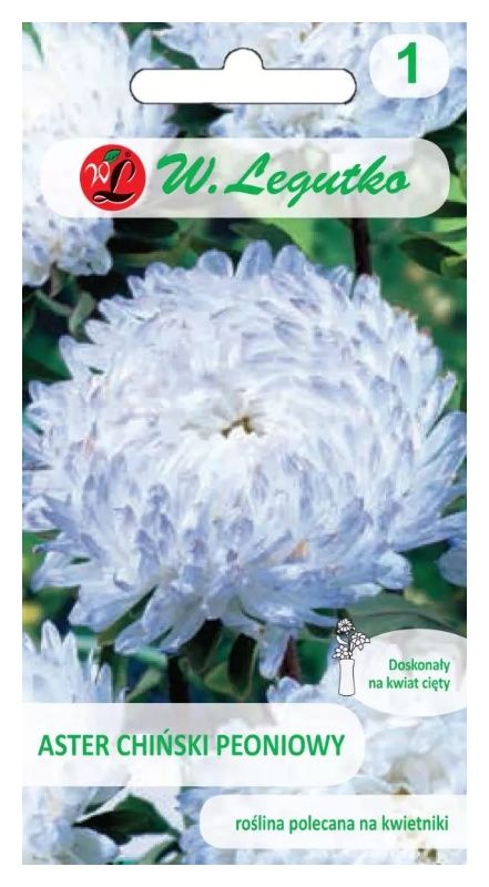 Aster chiński peoniowy biało-niebieski 1g Legutko