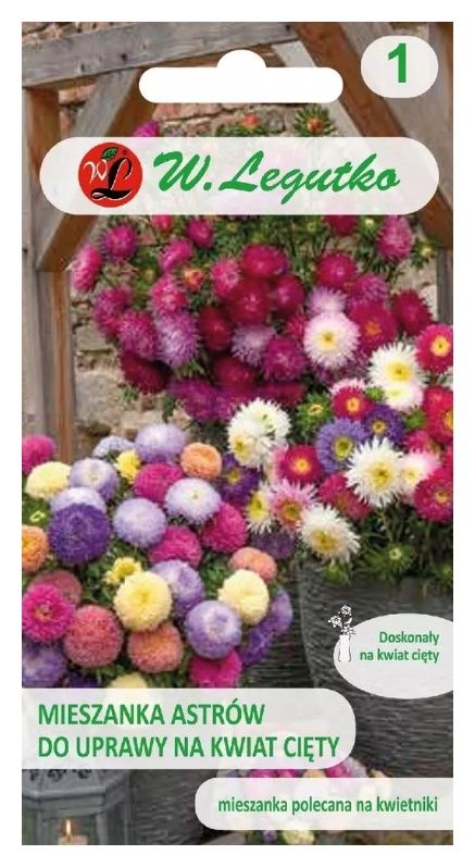 Aster chiński na kwiat cięty mix 1g Legutko