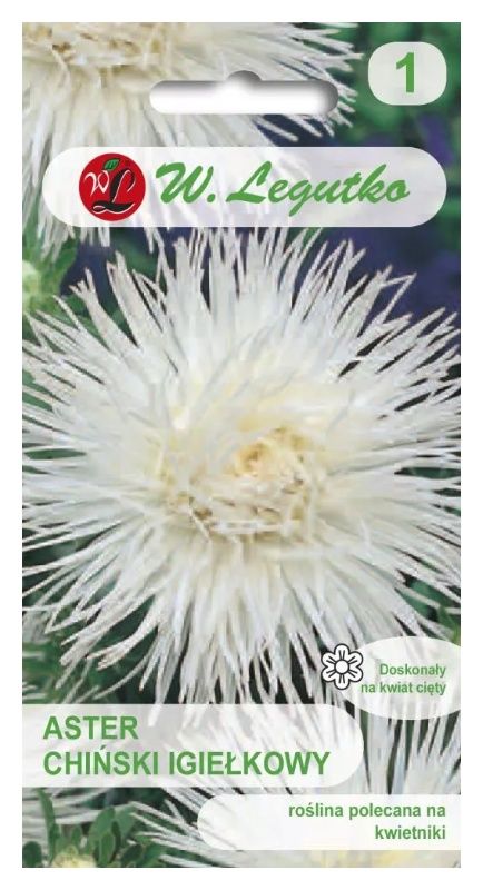 Aster chiński igiełkowy biały 1g Legutko