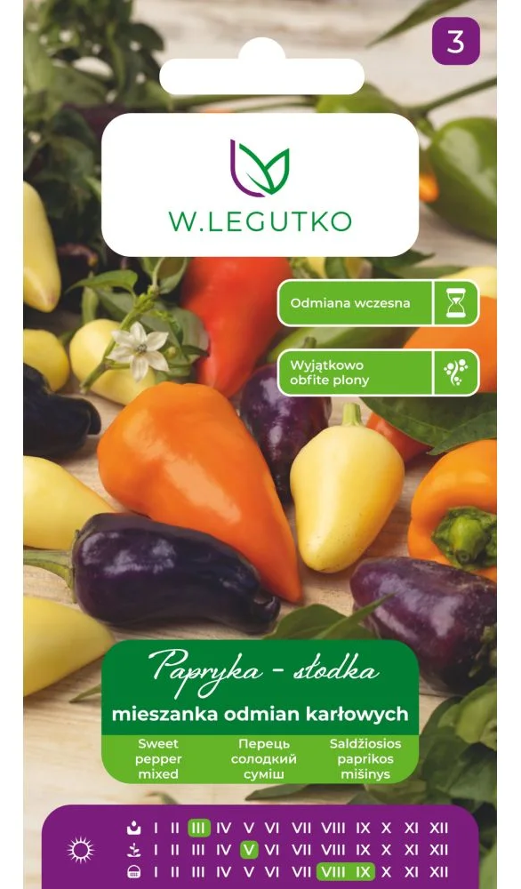 Papryka mieszanka odmian karłowych 0,5g Legutko