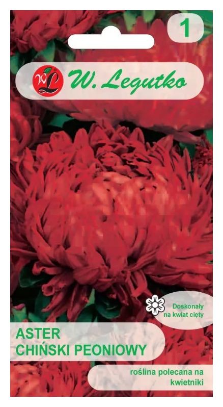 Aster chiński peoniowy czerwony 1g Legutko