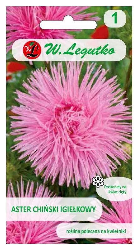 Aster chiński igiełkowy różowy 1g Legutko