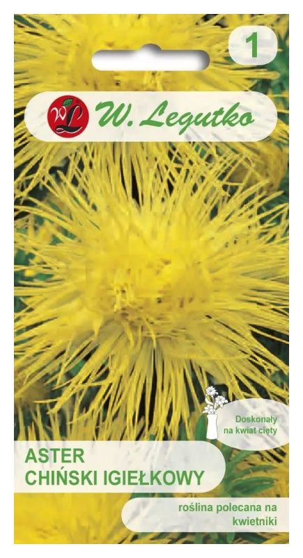 Aster chiński igiełkowy żółty 1g Legutko