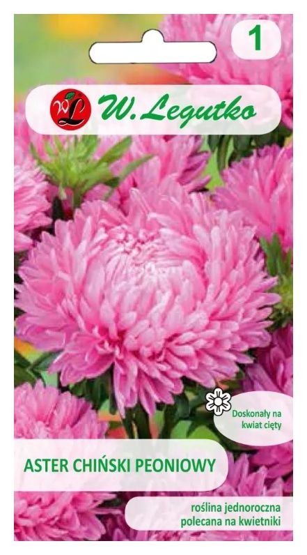 Aster chiński peoniowy różowy 1g Legutko